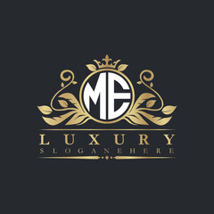 Luxury letter logo with crown initial monogram calligraphic.