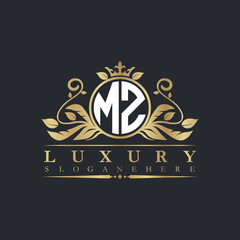 Luxury letter logo with crown initial monogram calligraphic.