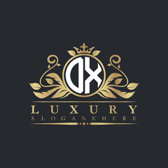 Luxury letter logo with crown initial monogram calligraphic.