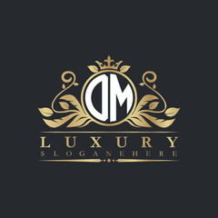 Luxury letter logo with crown initial monogram calligraphic.