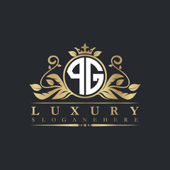 Luxury letter logo with crown initial monogram calligraphic.