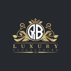 Luxury letter logo with crown initial monogram calligraphic.