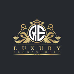 Luxury letter logo with crown initial monogram calligraphic.
