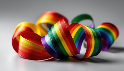 A vibrant collection of rainbow ribbons intertwined, showcasing a spectrum of colors symbolizing diversity and inclusion.