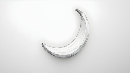 Single grayscale banana illustration, minimalist style, against a white background. Perfect for food blogs, healthy eating websites, or recipe books