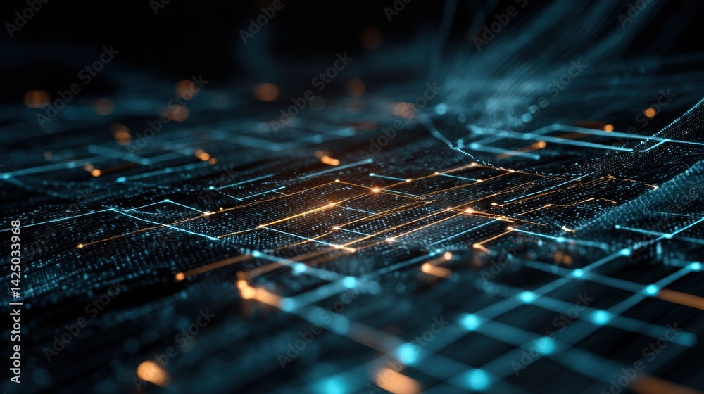 Poster Abstract Data Flow Visualization High Technology Digital Network System Artificial Intelligence Circuit Board