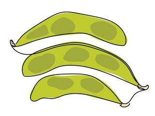 Soybeans are in a continuous line drawing on a white background.