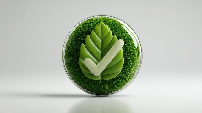 Elegant plant in a glass vase representing eco business badge and verified sustainability commitment to the environment