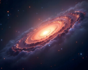 A Captivating Cosmic Dance, A Luminous Galaxy Center Radiating Amidst an Abstract Composition, Illuminating the Depths of Space with Celestial Splendor