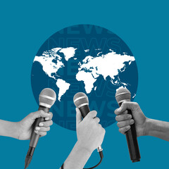 hand, microphone, world, news, global, national, reporters, editors, breaking news, Abstract,...
