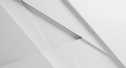 Abstract White Geometric Shapes Intersecting with Subtle Shadows