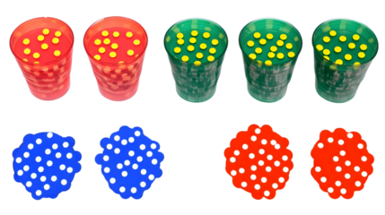 Colorful Abstract Composition Transparent Cups With Dot Patterns Illustration