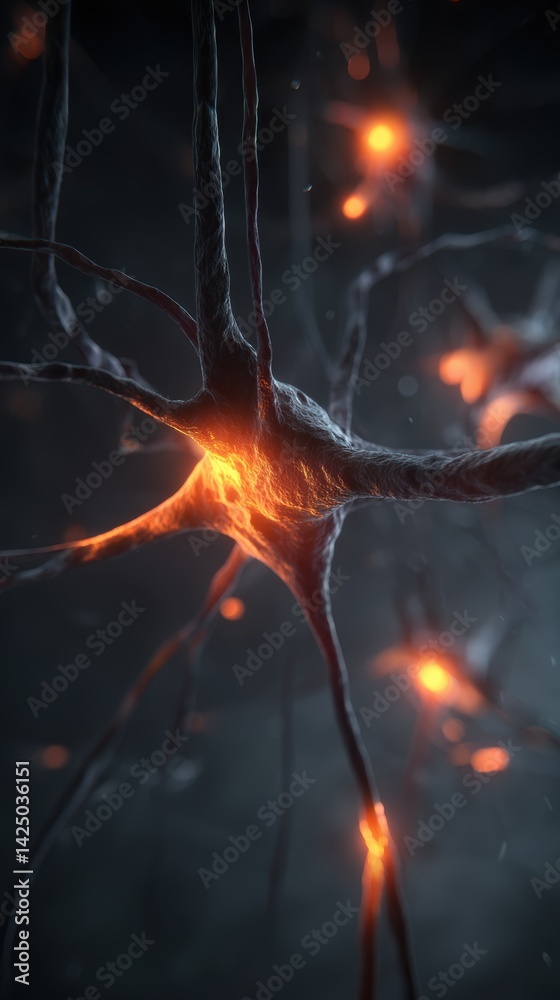 Poster abstract neural network illustration brain connectivity science technology innovation artistic rende
