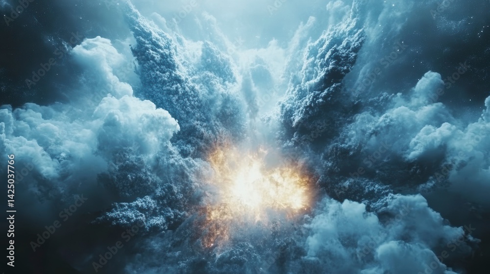 Poster dramatic cloudscape with fiery core.