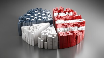 3d american flag inside circle representing budget pie chart concept for fiscal allocation and financial management insights
