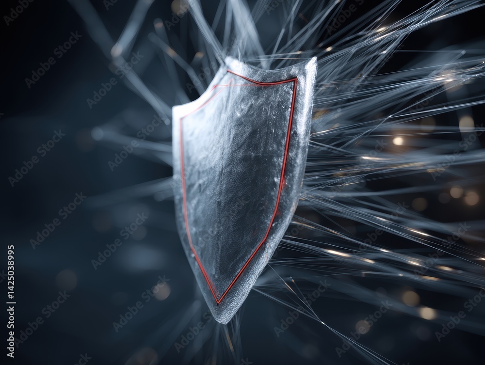 Poster Cybersecurity Shield Defending Data in a Digital Network a Symbol of Protection and Reliable Safety