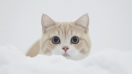 Fototapeta premium Cute cat in winter snow