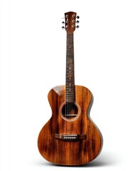 Obraz premium Acoustic mahogany guitar instrument musical sound wooden neck stringed music studio bright