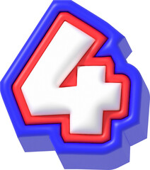 Number 4, Super Cartoon 3D Lettering