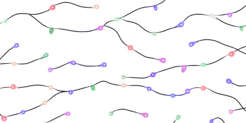 Abstract Illustration of Colorful Floral Shapes on Black Transparent Background