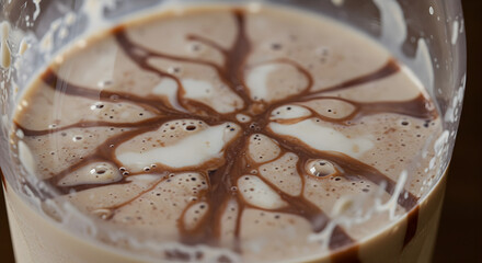 Frothy Chocolate Indulgence Awaits in Glass with Beautiful Pattern