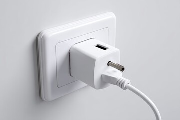 Essential power connection depicting a minimalist outlet featuring a stylish white design adapter