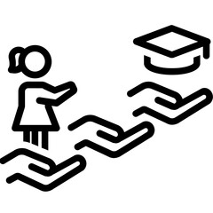 Vector black line icon for Female education