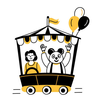 Carnival parade float illustration in hand drawn style 
