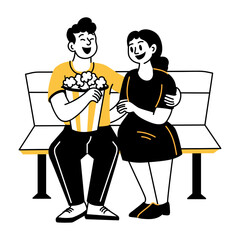 Hand drawn style illustration of a couple enjoying together 
