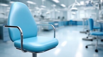Clean medical interior blue examination chair focus captures tranquil hospital environment