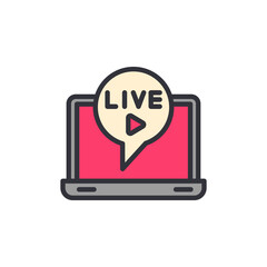 Live streaming colored icons, minimalist vector illustration ,simple transparent graphic element .Isolated on white background