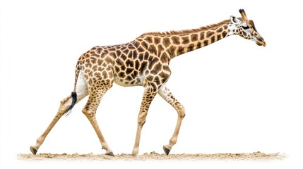 Fototapeta premium Giraffe walking on sand