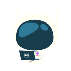 Cute astronaut character using a laptop in space. Ideal for digital learning, tech illustrations, remote work concepts, or futuristic educational and creative designs.