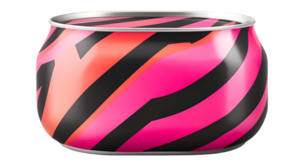 Abstract Neon Striped Can Design With Pink And Black Colors On Transparent Background