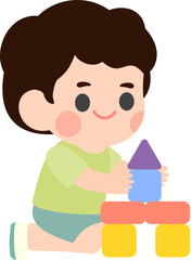 Group of Happy Kids Playing with Toys – Kindergarten Life Scene