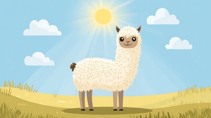 Fototapeta premium Happy Alpaca Sunny Meadow. (2)