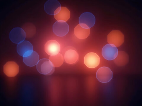 Abstract Blurred Light Display with Glowing Octagonal Bokeh Effects and Soft Edges, Representing Festive Mood, Modern Design and Soft Light