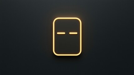 A simple, glowing face icon with a rectangular shape against a dark background, conveying a minimalist design.