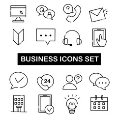 シンプルな手描き風お問い合わせアイコンセット －ビジネスイラストセット