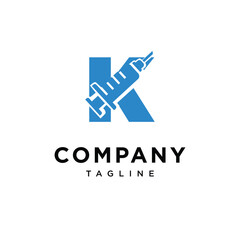 Letter K Syringe Logo Icon Vector