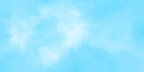 Abstract background with panorama of blue sky and white cloud nature design. horizon spring morning sky with clouds background. hand painted watercolor shades sky clouds.