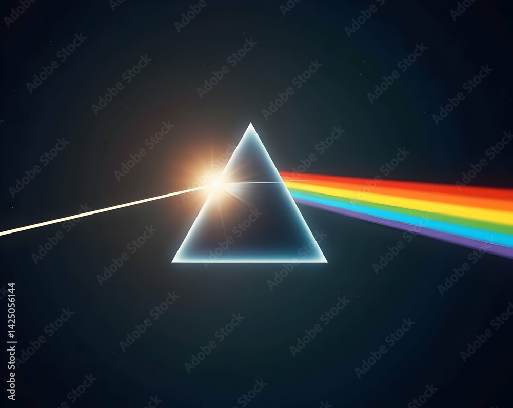 Wall mural abstract representation of light dispersion, showcasing refraction through a prism and the creation 