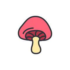 Mushroom colored icons, minimalist vector illustration ,simple transparent graphic element .Isolated on white background