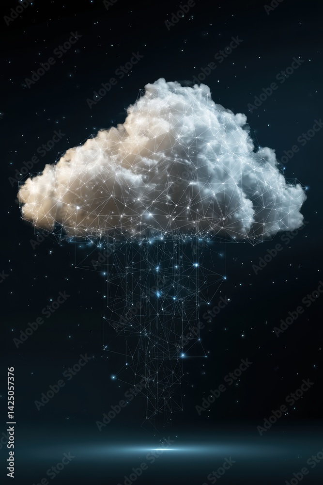 Poster cloud computing network concept digital connection data technology system integration artificial int