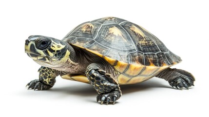 Obraz premium Young turtle, side view, isolated