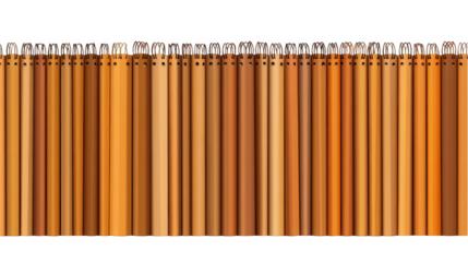 An Isolated Pencils Row in Various Shades of Brown and Yellow on Transparent Background