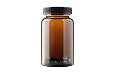 Blank supplement bottle pill container product isolated on white background.