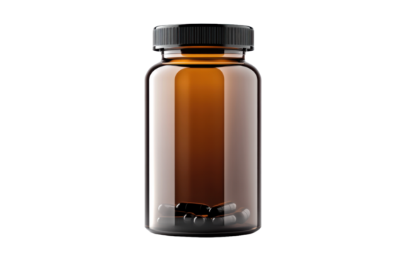 Blank supplement bottle pill container product isolated on white background.