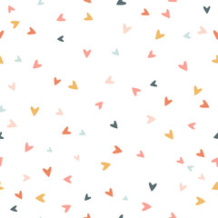 Hand-drawn Colorful Heart Pattern On Transparent Background