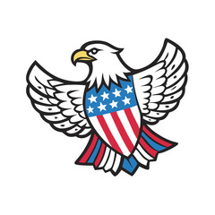 American eagle and American flag